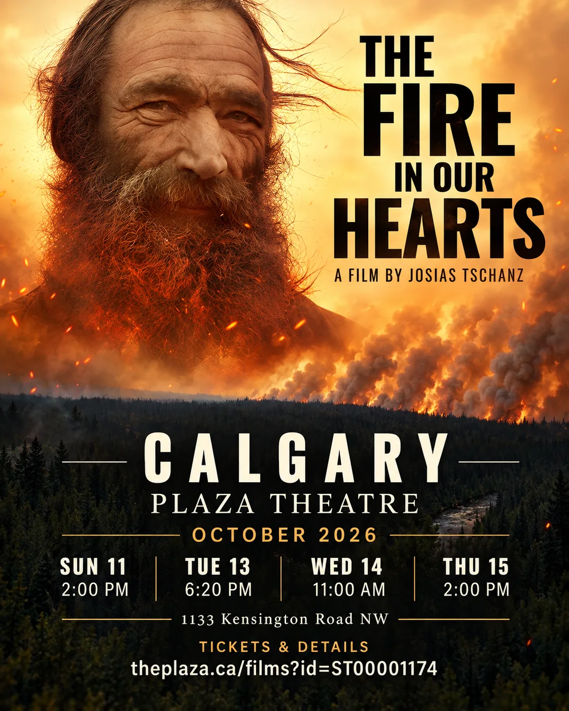 Plaza Theatre poster for The Fire In Our Hearts in Calgary.